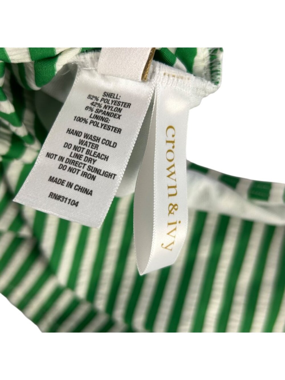 NEW Crown & Ivy Striped Halter Tankini Set Sz 12 Swimsuit Green & White Striped - Picture 8 of 9